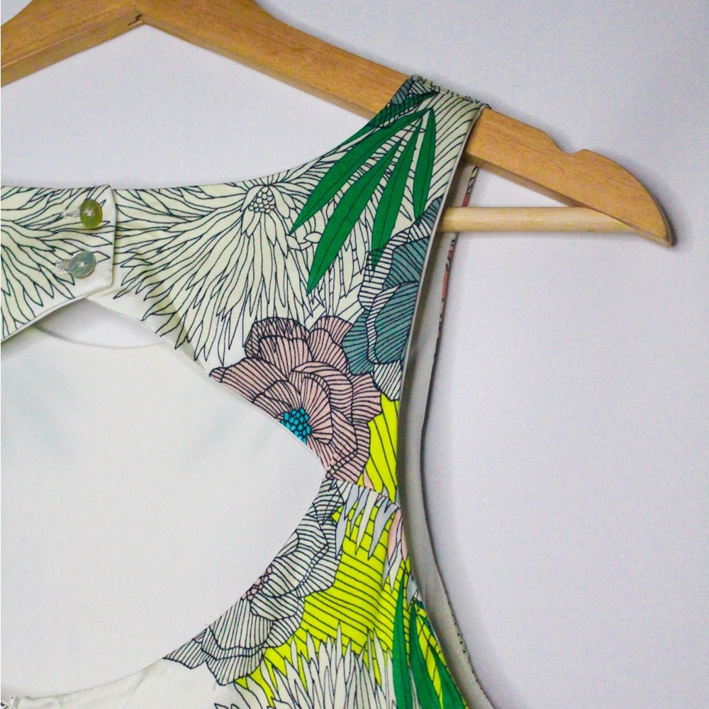 Corey Lynn Calter Anthropology White and Green Tropical Jumpsuit - Picture 9 of 10